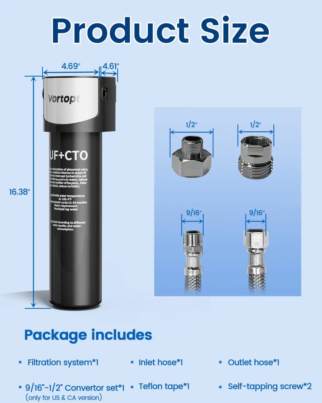 Ultra-Filtration 0.01 micron Under Sink Water Filter System | Reduces PFAS, Microplastics & Bacteria