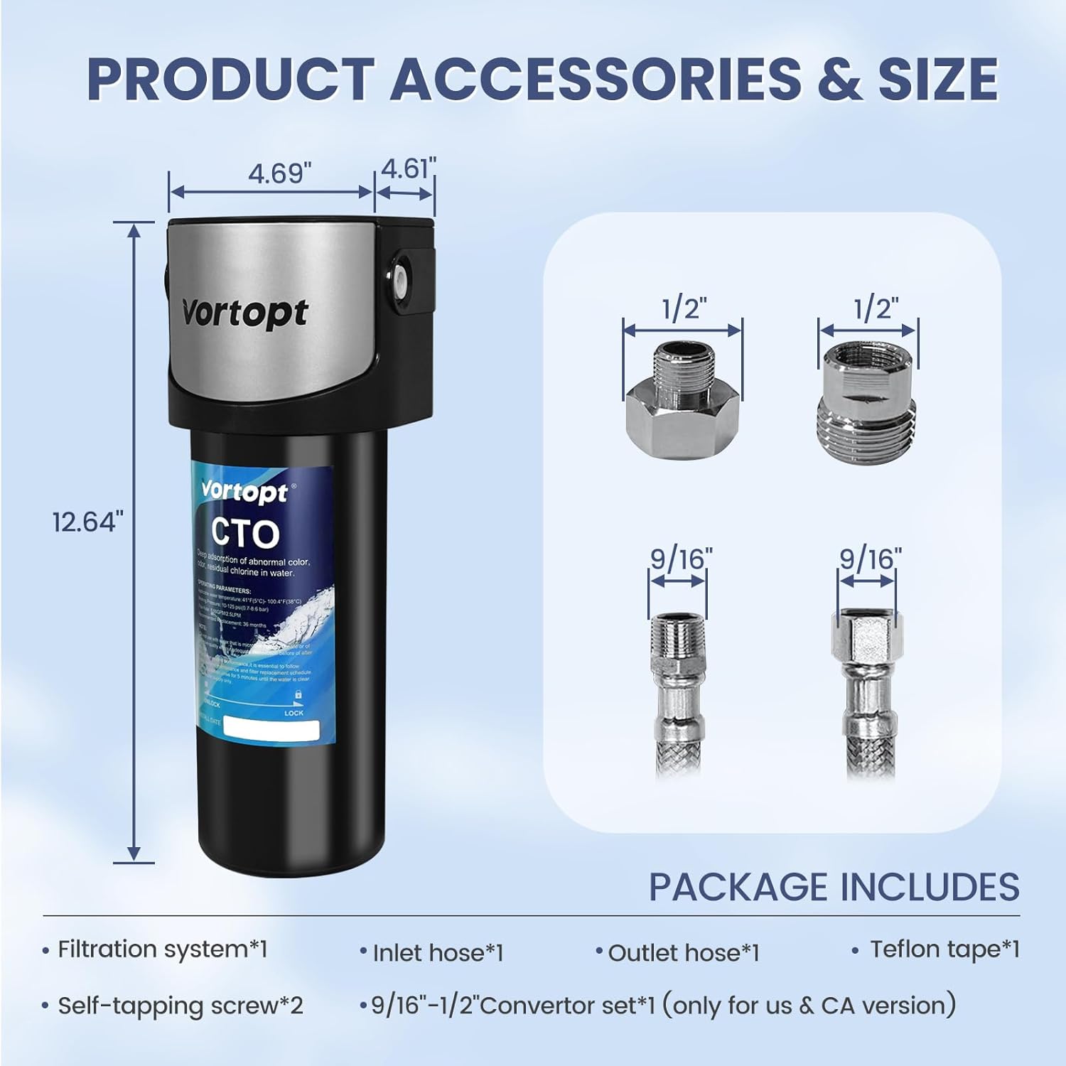 Vortopt Q7 Under Sink Water Filter System – Reduces PFAS, Microplastics & Chlorine