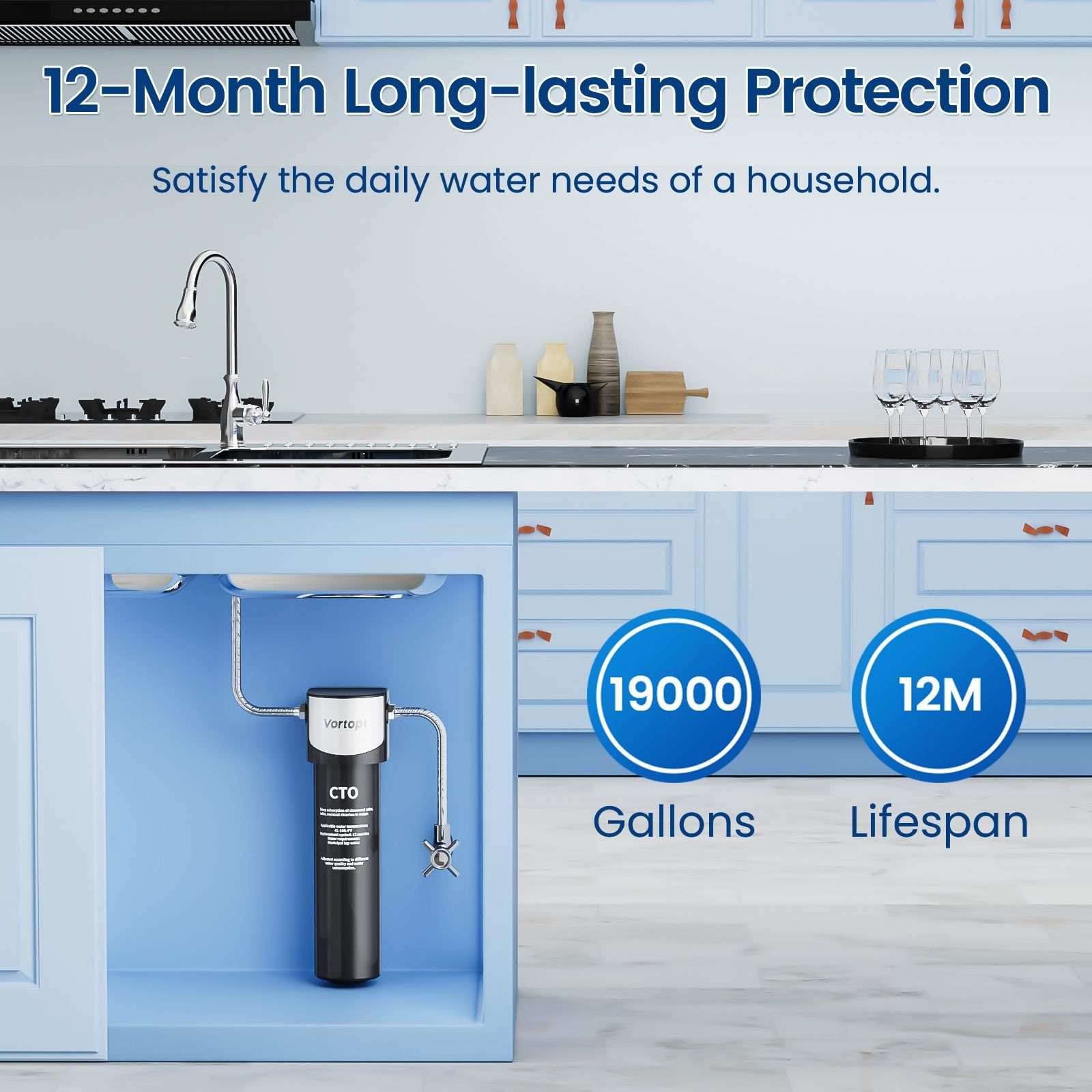 High Capacity Under Sink Water Filter System – Reduces PFAS, Microplastics & Chlorine