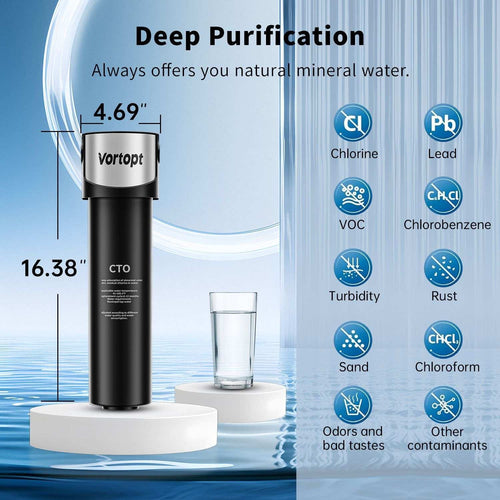 High Capacity Under Sink Water Filter System – Reduces PFAS, Microplastics & Chlorine