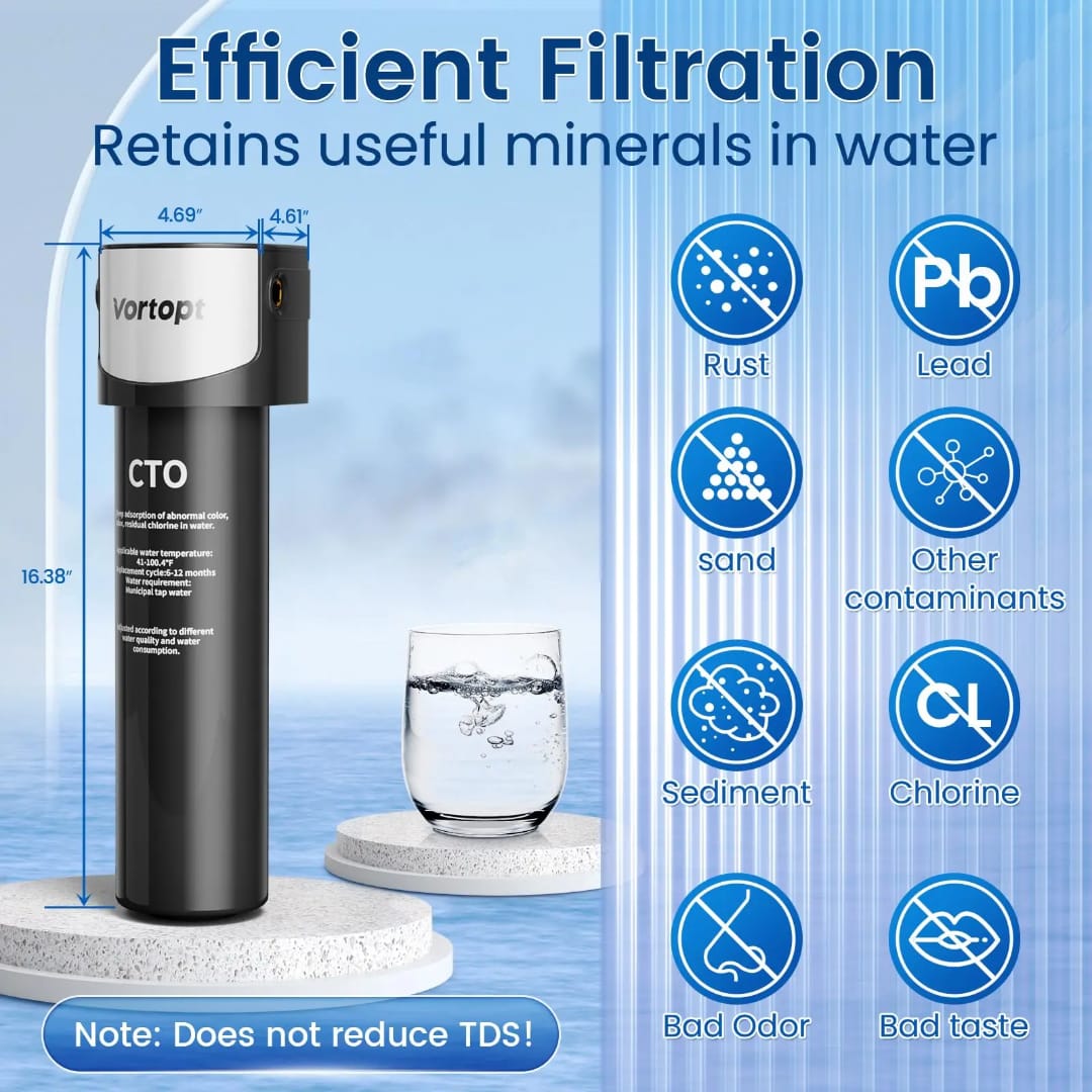 High Capacity Under Sink Water Filter System – Reduces PFAS, Microplastics & Chlorine